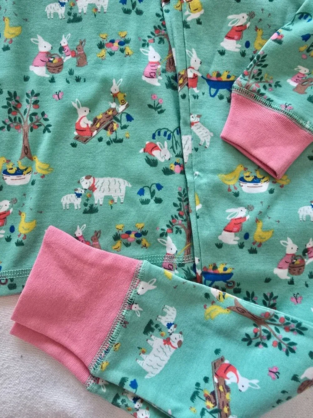 NEW 4-5Y Mini Boden Girls Snug Long John Pajamas, Farm Animals/Garden
